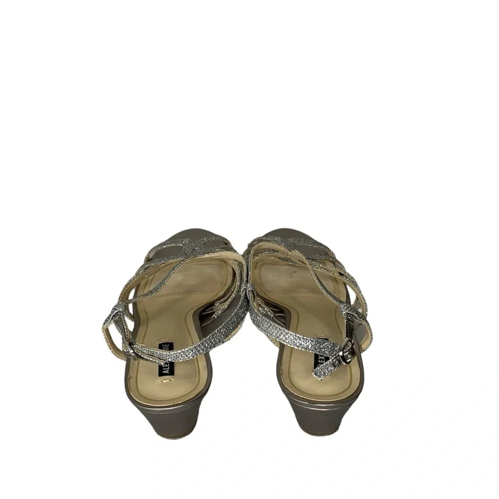 Alex Marie Maryn silver strap kitten wedge sandal.‎ Size 9